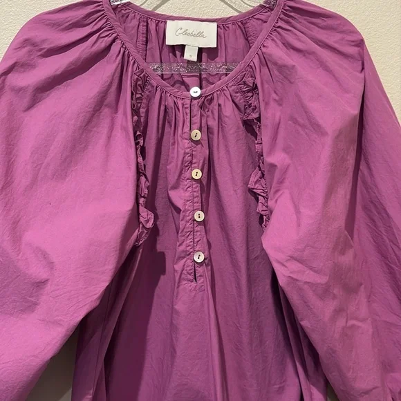 Cleobella Jess puff sleeves blouse women’s size small In Azalea color
